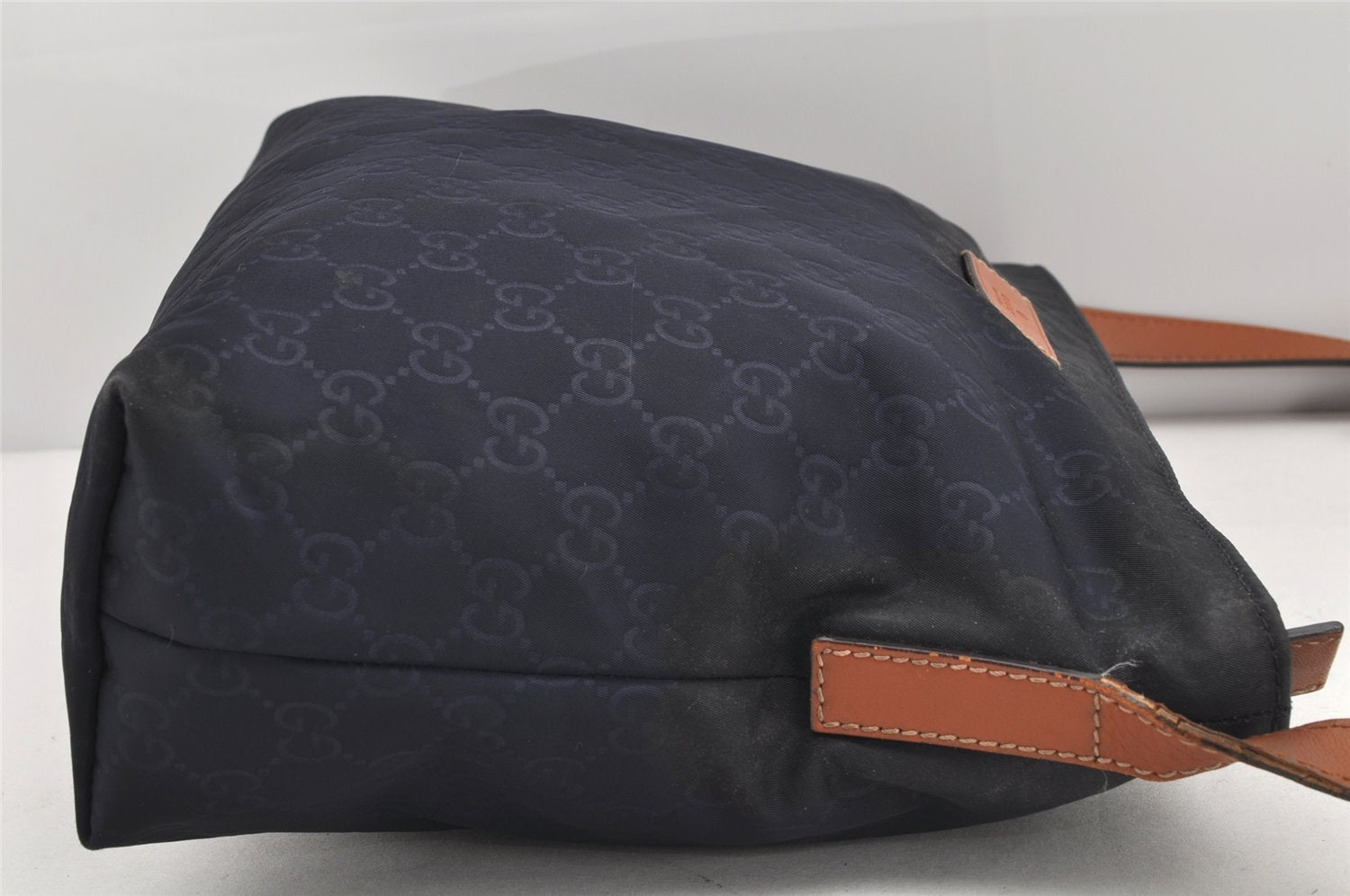 Authentic GUCCI Shoulder Cross Body Bag Purse GG Nylon Leather 314529 Navy 2360K
