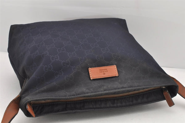 Authentic GUCCI Shoulder Cross Body Bag Purse GG Nylon Leather 314529 Navy 2360K
