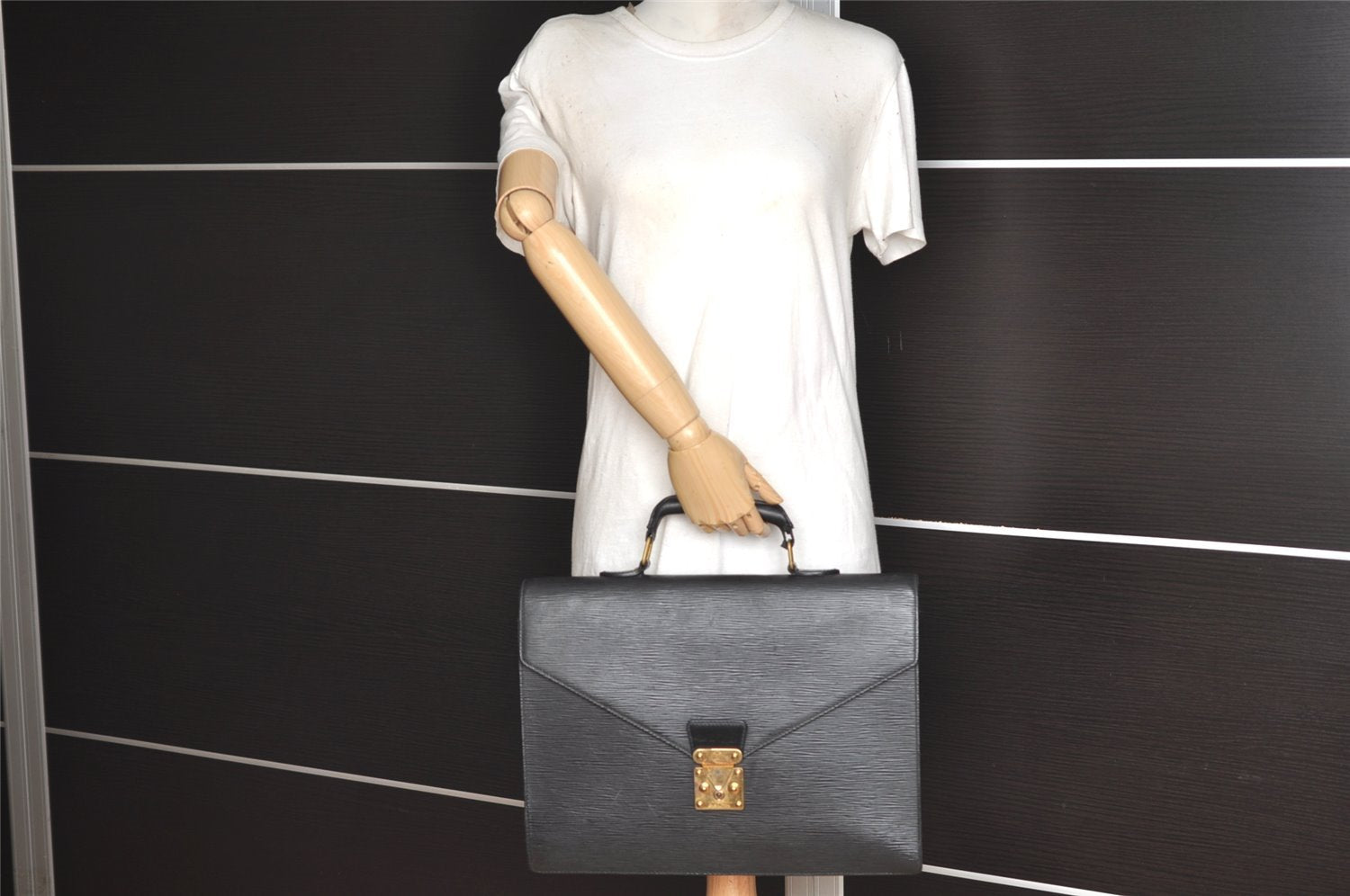 Auth Louis Vuitton Epi Serviette Conseiller Briefcase Black M54422 Junk 2361J