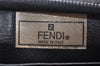 Authentic FENDI Pequin Clutch Hand Bag Purse PVC Leather Brown Black Junk 2362I