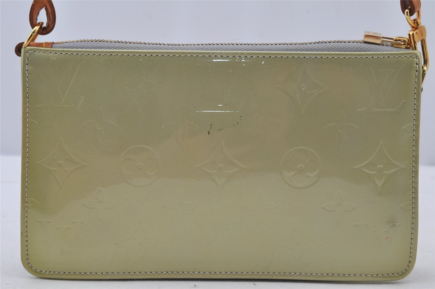 Authentic Louis Vuitton Vernis Lexington Hand Bag Pouch M91011 Light Green 2364J