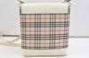 Authentic BURBERRY Nova Check Shoulder Cross Body Bag Canvas Leather Beige 2365K