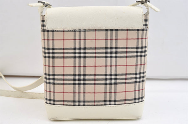 Authentic BURBERRY Nova Check Shoulder Cross Body Bag Canvas Leather Beige 2365K