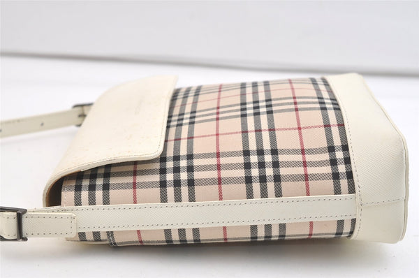 Authentic BURBERRY Nova Check Shoulder Cross Body Bag Canvas Leather Beige 2365K