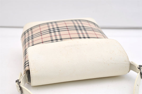 Authentic BURBERRY Nova Check Shoulder Cross Body Bag Canvas Leather Beige 2365K
