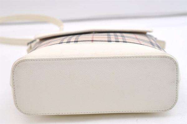 Authentic BURBERRY Nova Check Shoulder Cross Body Bag Canvas Leather Beige 2365K