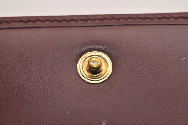 Authentic Cartier Must de Cartier Trifold Wallet Purse Leather Bordeaux 2366I