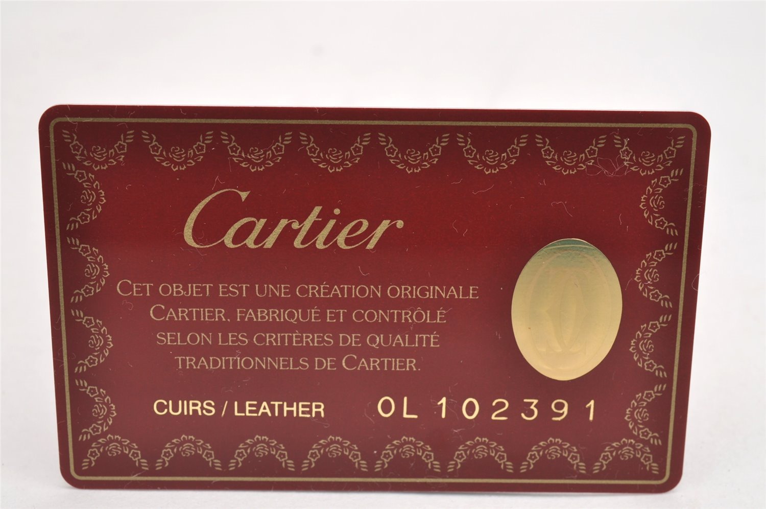 Authentic Cartier Must de Cartier Trifold Wallet Purse Leather Bordeaux 2366I