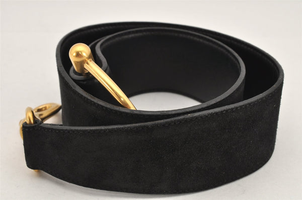 Authentic GUCCI Vintage Belt Leather Suede Size 85cm 33.5inches Black 2367K
