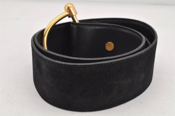 Authentic GUCCI Vintage Belt Leather Suede Size 85cm 33.5inches Black 2367K