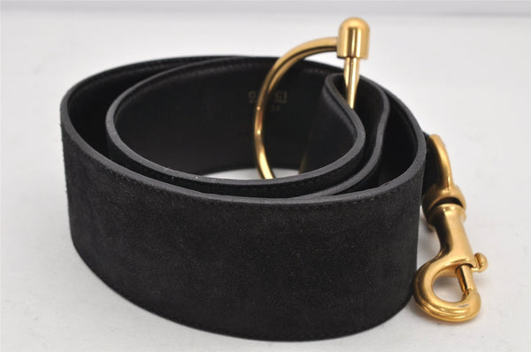 Authentic GUCCI Vintage Belt Leather Suede Size 85cm 33.5inches Black 2367K