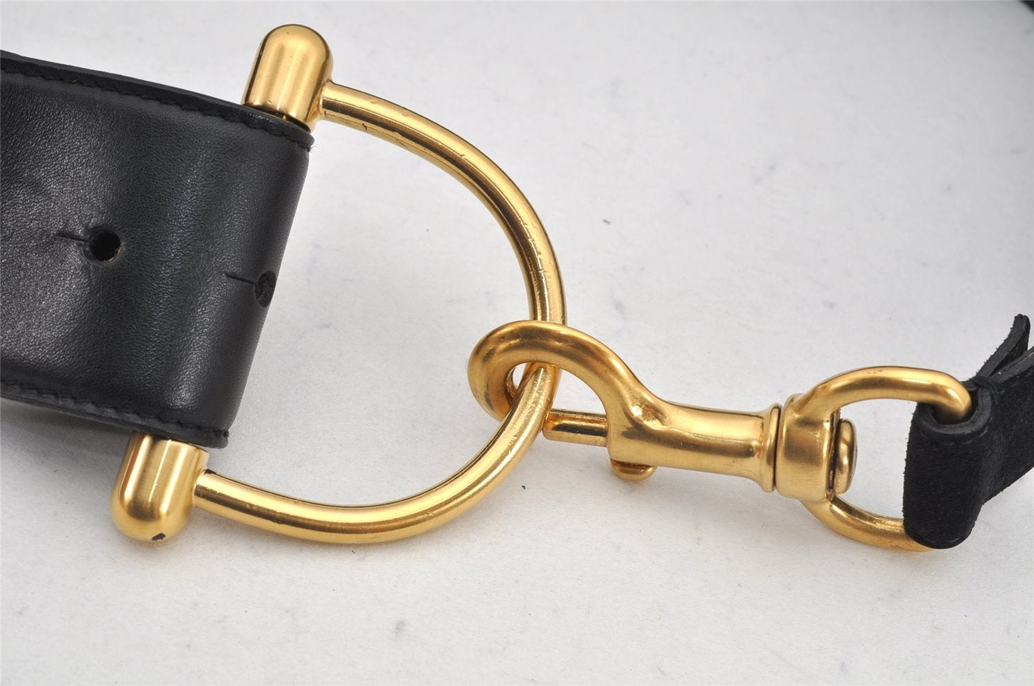 Authentic GUCCI Vintage Belt Leather Suede Size 85cm 33.5inches Black 2367K