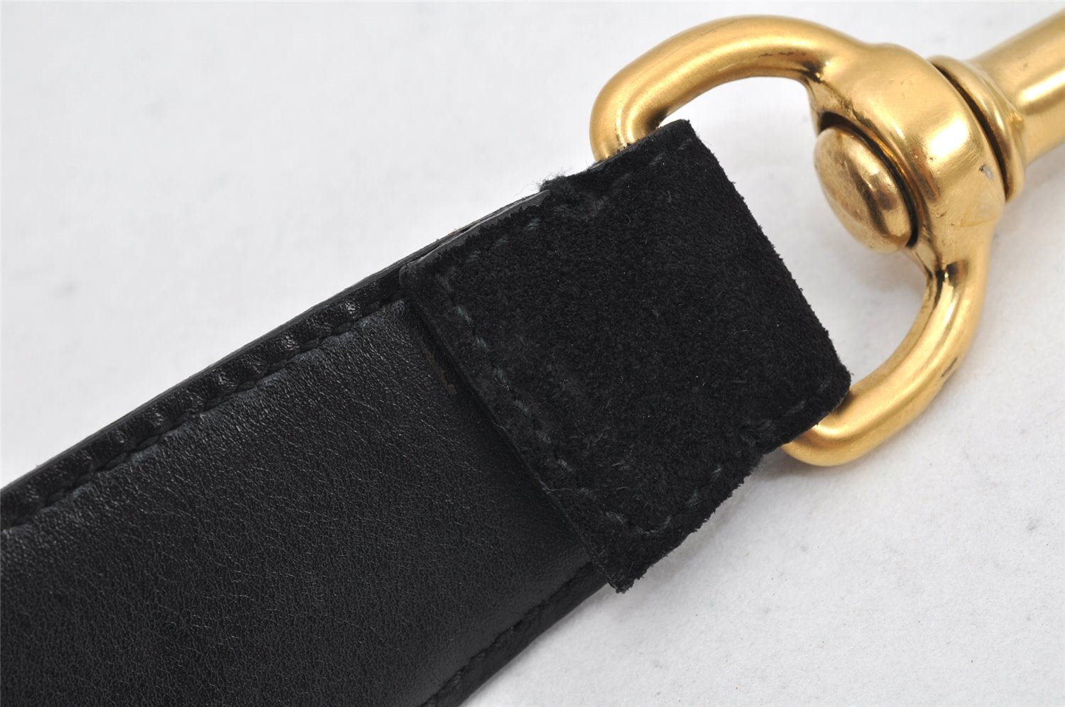 Authentic GUCCI Vintage Belt Leather Suede Size 85cm 33.5inches Black 2367K