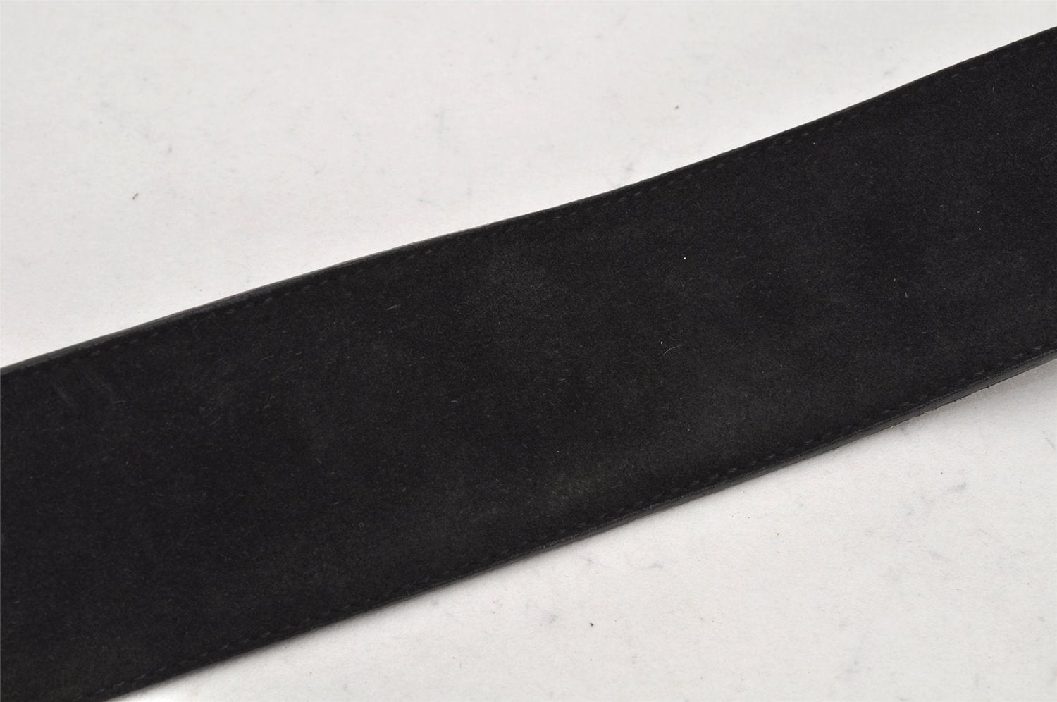 Authentic GUCCI Vintage Belt Leather Suede Size 85cm 33.5inches Black 2367K