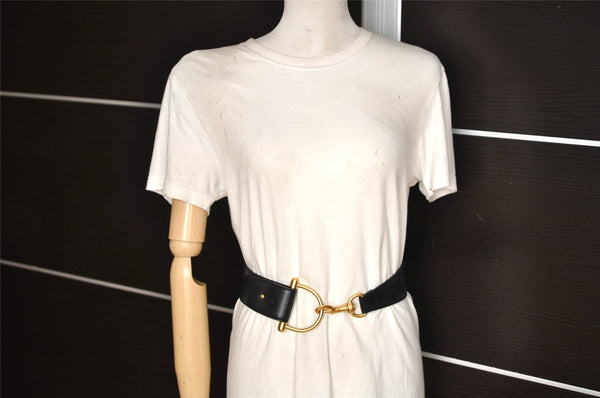 Authentic GUCCI Vintage Belt Leather Suede Size 85cm 33.5inches Black 2367K