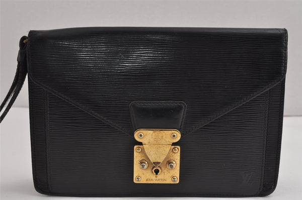 Auth Louis Vuitton Epi Pochette Sellier Dragonne Clutch Bag M52612 Black 2368J