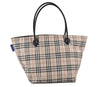 Authentic BURBERRY BLUE LABEL Check Shoulder Tote Bag Nylon Leather Beige 2368K