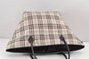 Authentic BURBERRY BLUE LABEL Check Shoulder Tote Bag Nylon Leather Beige 2368K