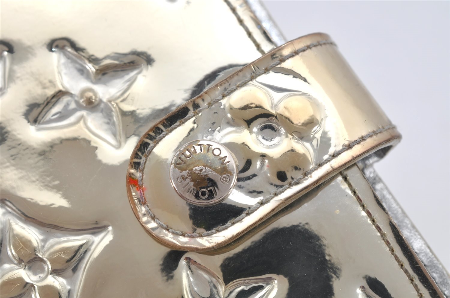 Auth Louis Vuitton Monogram Miroir Agenda PM Notebook Cover R20963 Silver 2369K