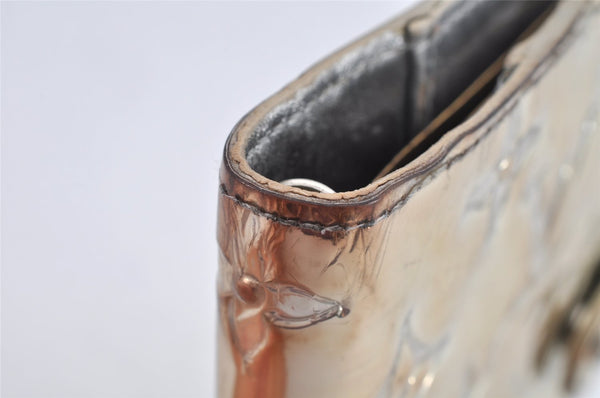 Auth Louis Vuitton Monogram Miroir Agenda PM Notebook Cover R20963 Silver 2369K