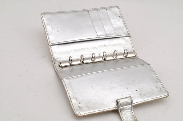 Auth Louis Vuitton Monogram Miroir Agenda PM Notebook Cover R20963 Silver 2369K