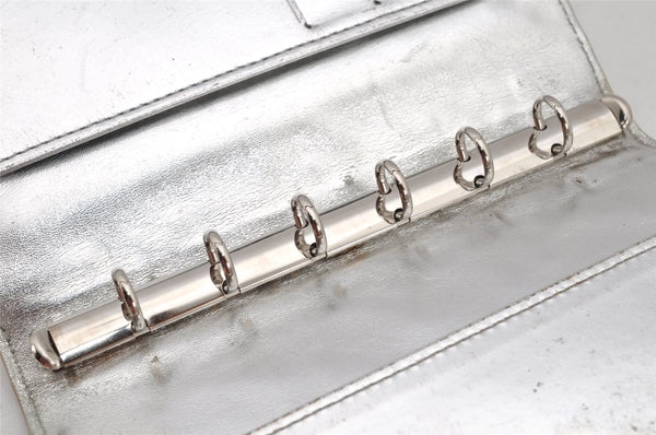 Auth Louis Vuitton Monogram Miroir Agenda PM Notebook Cover R20963 Silver 2369K