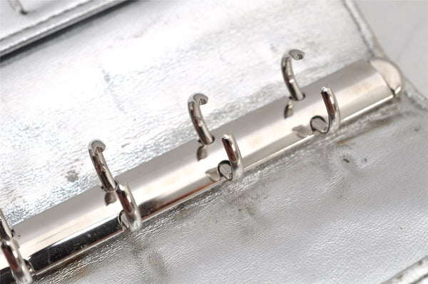 Auth Louis Vuitton Monogram Miroir Agenda PM Notebook Cover R20963 Silver 2369K