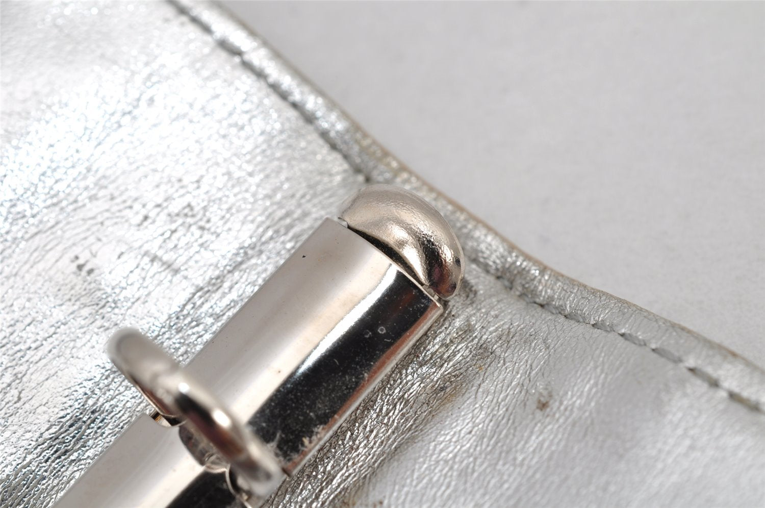 Auth Louis Vuitton Monogram Miroir Agenda PM Notebook Cover R20963 Silver 2369K