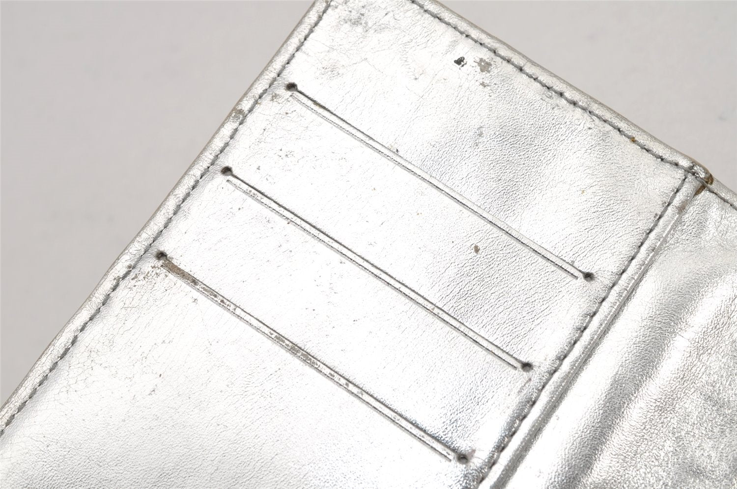 Auth Louis Vuitton Monogram Miroir Agenda PM Notebook Cover R20963 Silver 2369K