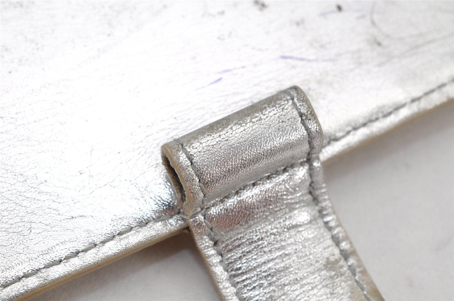 Auth Louis Vuitton Monogram Miroir Agenda PM Notebook Cover R20963 Silver 2369K