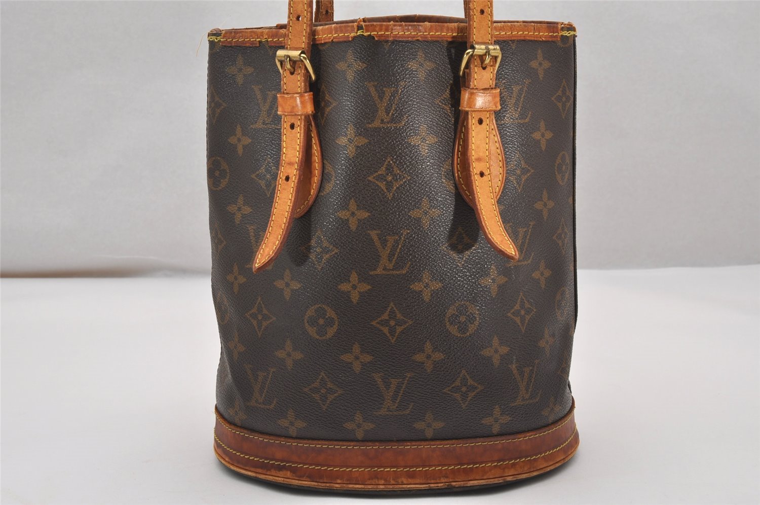Authentic Louis Vuitton Monogram Bucket PM Shoulder Tote Bag M42238 LV 2370J