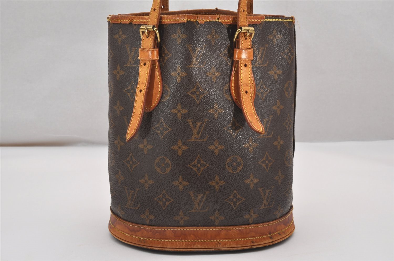 Authentic Louis Vuitton Monogram Bucket PM Shoulder Tote Bag M42238 LV 2370J