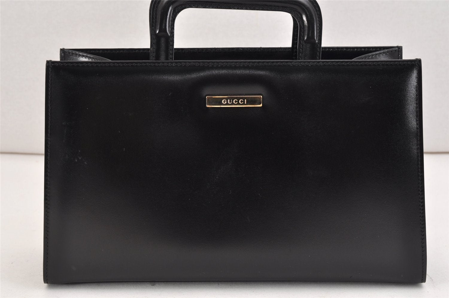 Authentic GUCCI 2 in 1 Tote Hand Bag Vinyl Leather Clear Black Junk 2370K