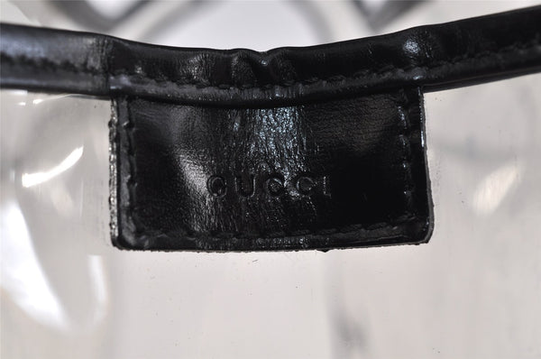 Authentic GUCCI 2 in 1 Tote Hand Bag Vinyl Leather Clear Black Junk 2370K