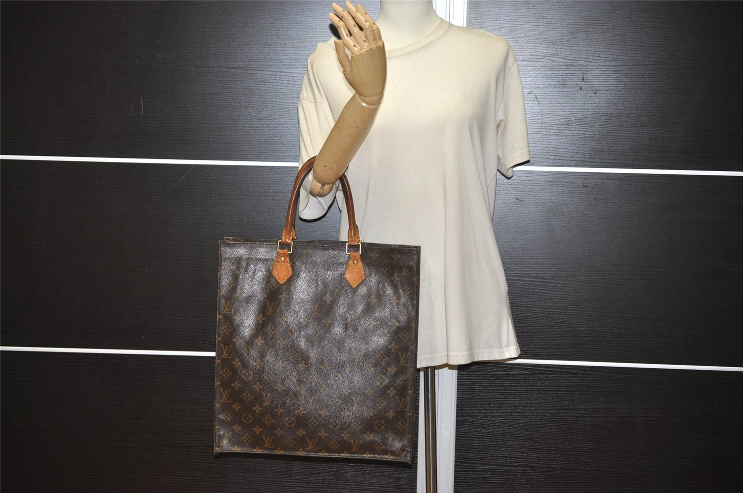 Authentic Louis Vuitton Monogram Sac Plat Hand Tote Bag M51140 LV 2371K