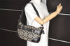 Authentic COACH Signature Shoulder Crossbody Bag Canvas Leather 7077 Black 2376I