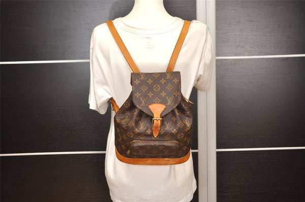 Authentic Louis Vuitton Monogram Montsouris MM Backpack M51136 LV 2376J