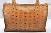 Authentic MCM Visetos Leather Vintage Shoulder Tote Bag Brown 2377K