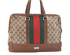 Authentic GUCCI Web Sherry Line Hand Tote Bag GG Canvas Leather Brown 2379K