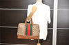 Authentic GUCCI Web Sherry Line Hand Tote Bag GG Canvas Leather Brown 2379K