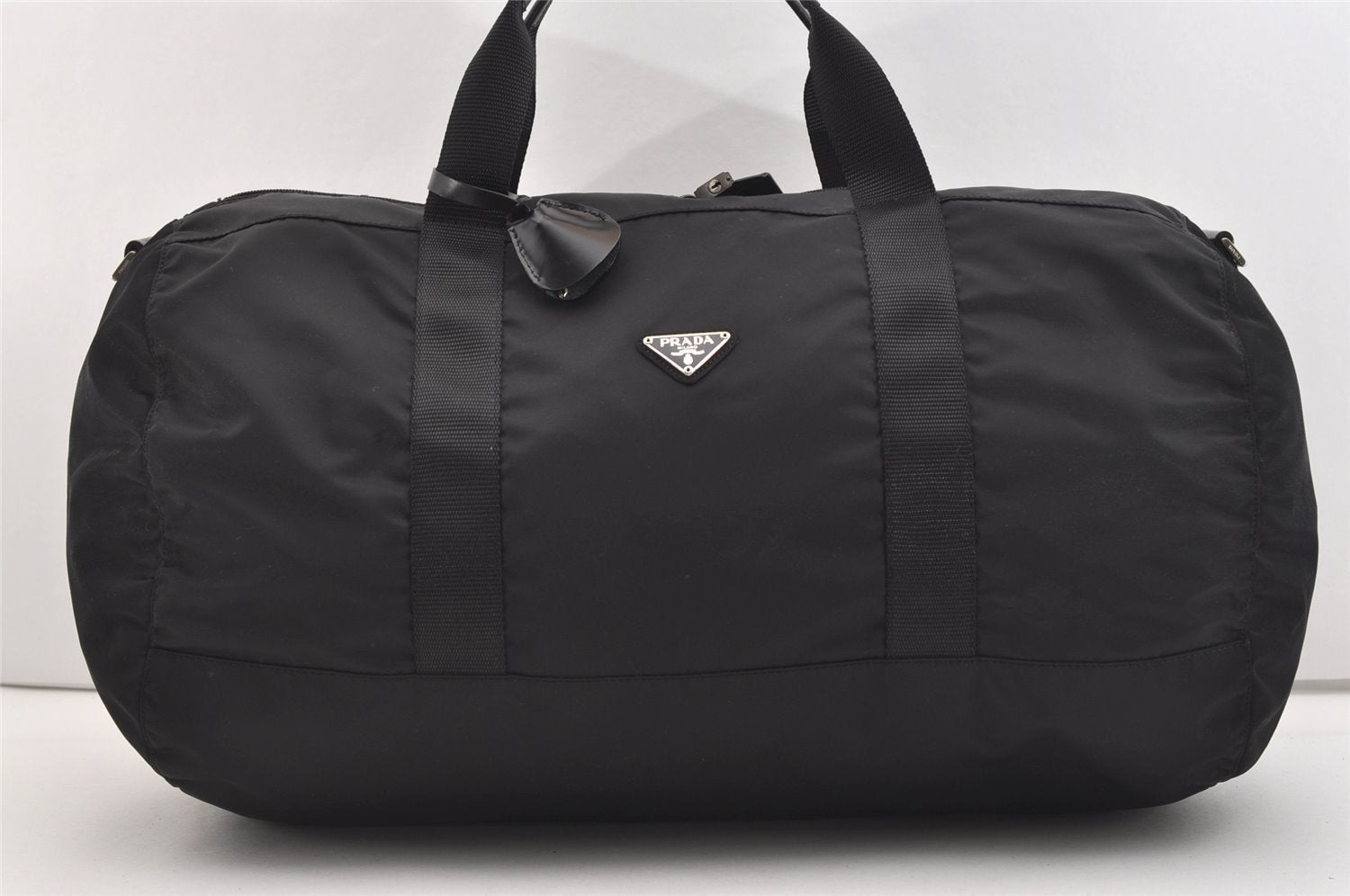 Authentic PRADA Nylon Tessuto Leather 2Way Shoulder Boston Hand Bag Black 2380J