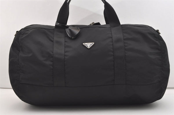 Authentic PRADA Nylon Tessuto Leather 2Way Shoulder Boston Hand Bag Black 2380J