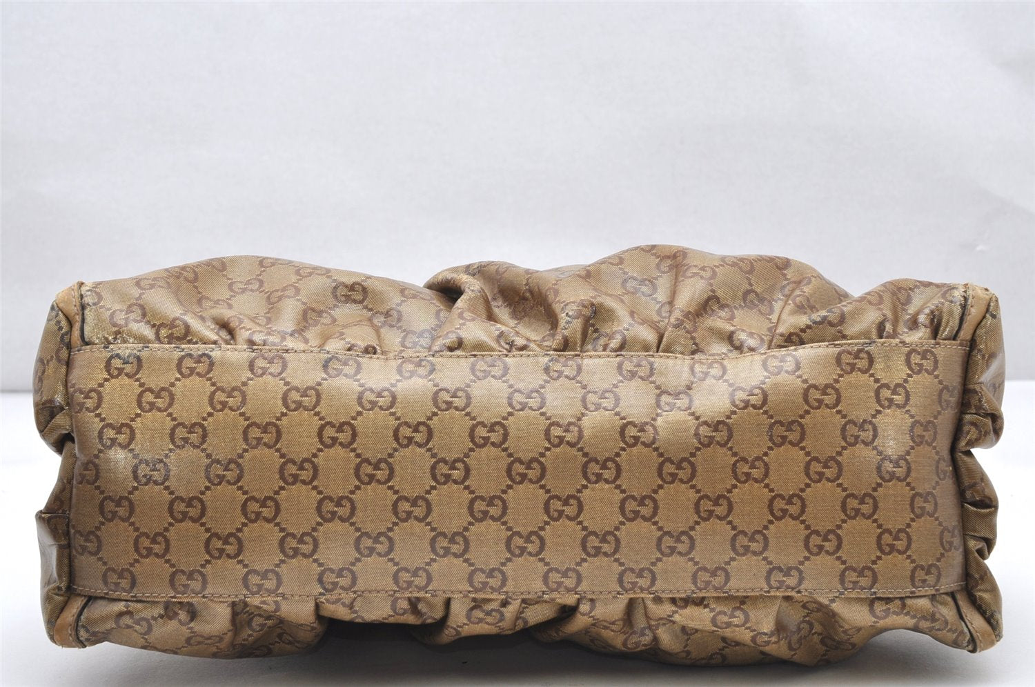 Authentic GUCCI GG Crystal Abbey Shoulder Bag GG PVC Leather 189833 Gold 2381K