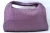 Authentic BOTTEGA VENETA Intrecciato Leather Shoulder Bag Purple 2381M