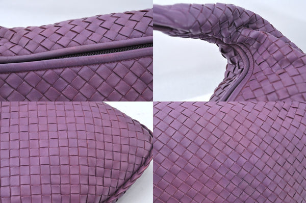 Authentic BOTTEGA VENETA Intrecciato Leather Shoulder Bag Purple 2381M
