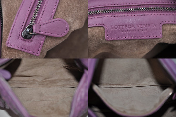 Authentic BOTTEGA VENETA Intrecciato Leather Shoulder Bag Purple 2381M