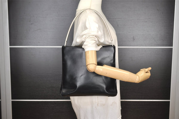 Authentic PRADA Vintage Leather Shoulder Hand Bag Purse Black 2382I