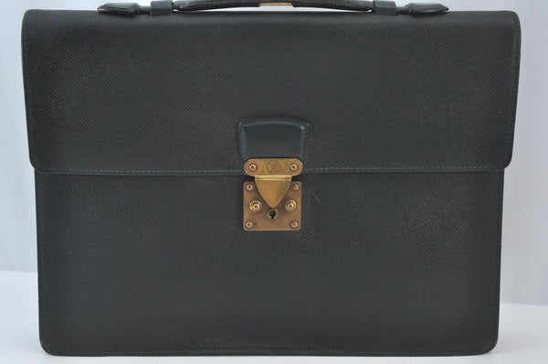 Authentic Louis Vuitton Taiga Serviette Kourad Briefcase Green M30074 LV 2383J