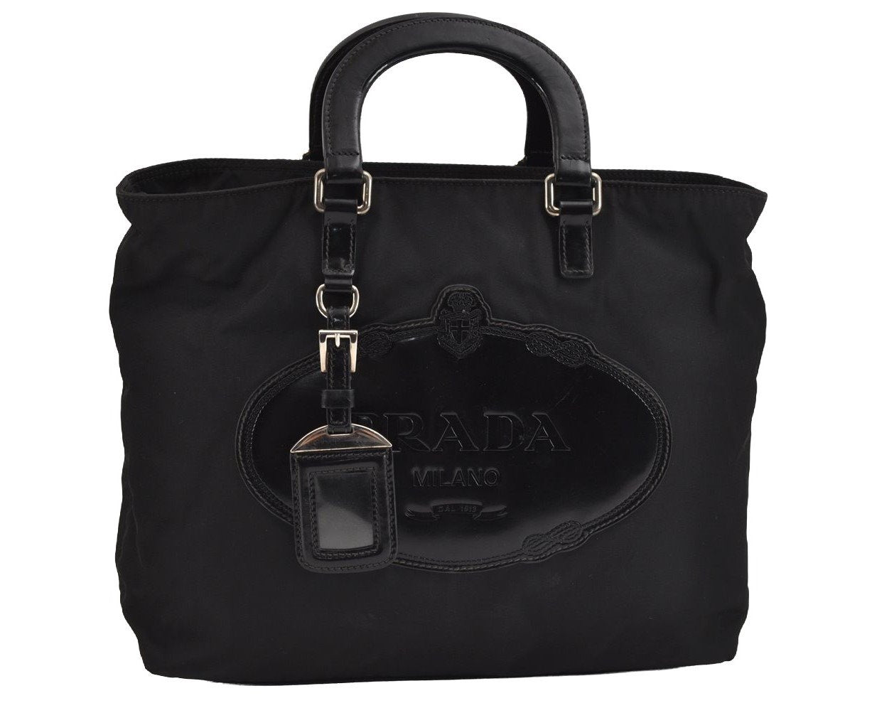 Authentic PRADA Nylon Tessuto Leather 2Way Shoulder Hand Bag Purse Black 2385J