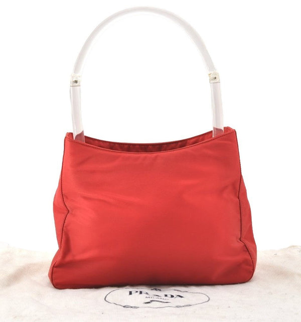 Authentic PRADA Nylon Tessuto Plastic Shoulder Hand Bag Purse Red 2386J